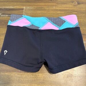 Ivivva Girls Short Pattern Waist Black Blue Shorts Athletic Dance M